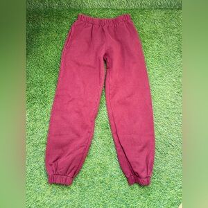 J. Galt Brandy Melville Burgundy Fleece Sweatpants One Size Elastic Joggers